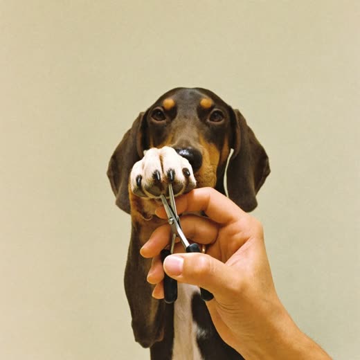A dog's paw held for a nail trim
